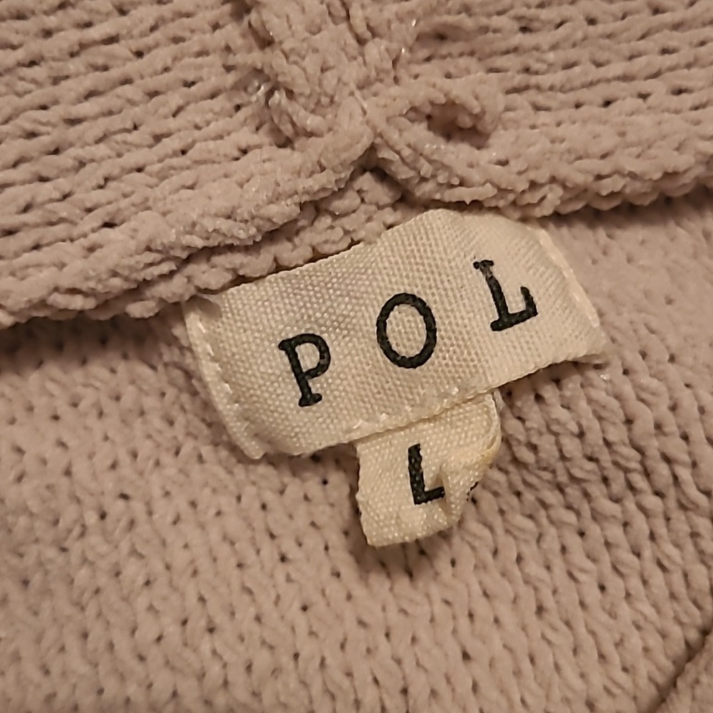 POL Color Block Multi-texture V-neck Knit Hooded Sweater Wmn L Oversized Slouchy - Picture 2 of 16